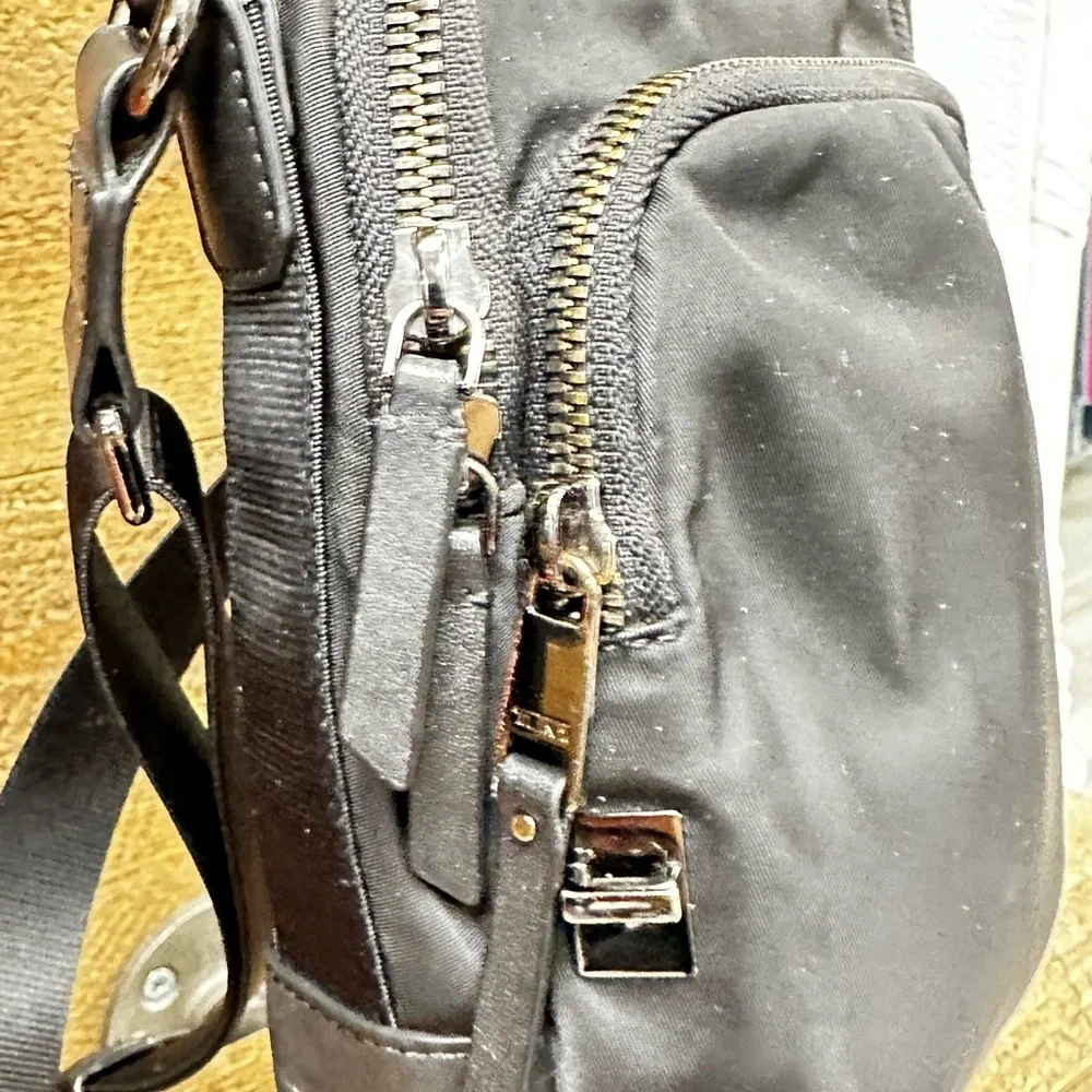 TUMI Black Nylon Crossbody Bag | Travel Tech Organizer Mini Messenger
